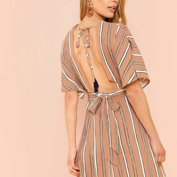 Brown Striped Dress - Picture 2 of 6